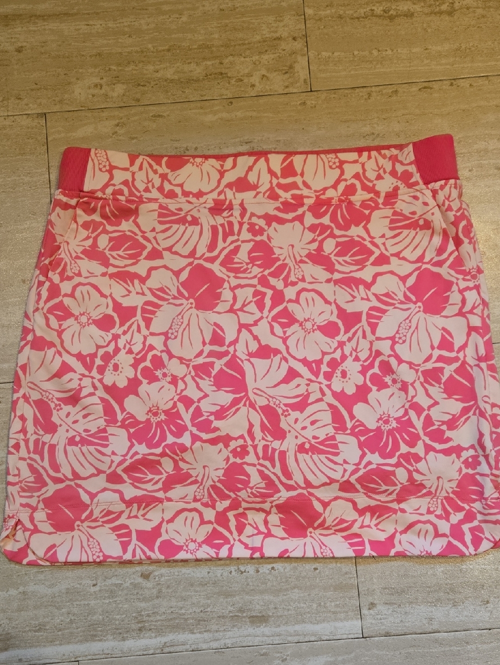 Island Collection Stella Parker Pink/White Tropical Print Skort
